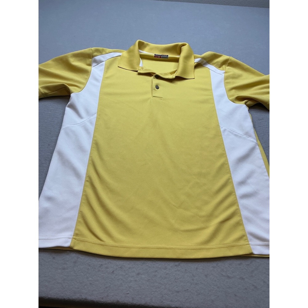 Grand Slam‎ Polo Shirt Yellow White Colorblock Performance Golf Top Large Sporty